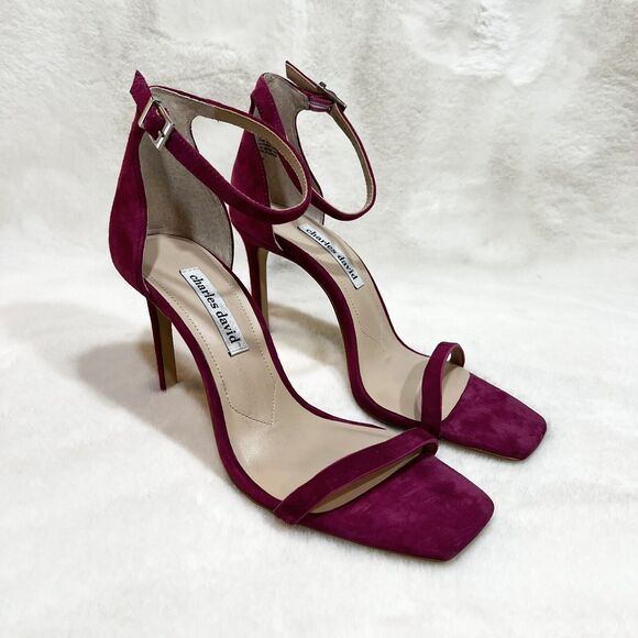 Charles David Heels Extra Dress Strappy Stiletto Magenta Pink Suede Sz 10M - Picture 2 of 15